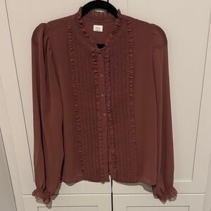 Aritzia Wilfred Button-Up Blouse in Dusty Rose - Size Medium